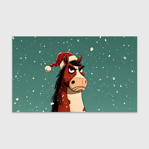 Бумага для упаковки Новогодняя лошадь на фоне снегопада / 3D-принт – фото 1