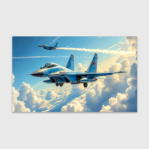 Бумага для упаковки Истребители в небесной лазури / 3D-принт – фото 1