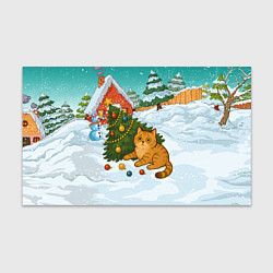 Бумага для упаковки Толстый кот уронил елку, цвет: 3D-принт