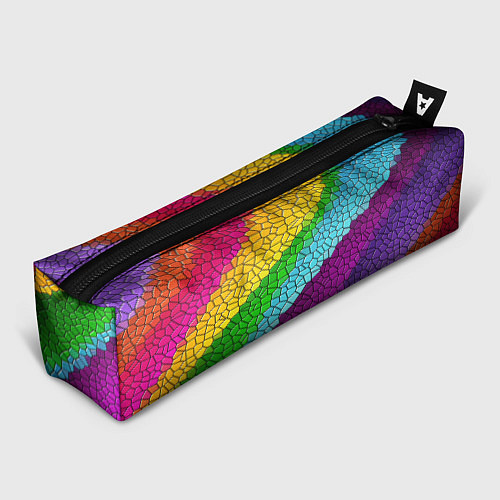 Пенал Яркая мозаика радуга диагональ / 3D-принт – фото 1