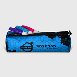 Пенал для ручек Символ Volvo Sport на темном фоне с сотами и капля, цвет: 3D-принт — фото 2