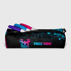 Пенал для ручек Free Fire - neon gradient: надпись и символ, цвет: 3D-принт — фото 2