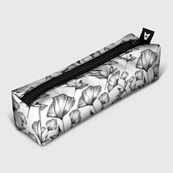 Пенал для ручек Графичные цветы на белом фоне, цвет: 3D-принт