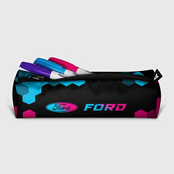 Пенал для ручек Ford - neon gradient: надпись и символ, цвет: 3D-принт — фото 2