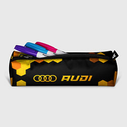 Пенал для ручек Audi - gold gradient: надпись и символ, цвет: 3D-принт — фото 2
