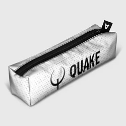 Пенал для ручек Quake glitch на светлом фоне: надпись и символ, цвет: 3D-принт