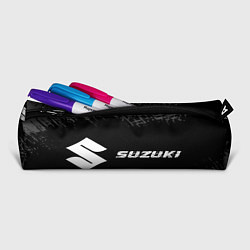 Пенал для ручек Suzuki speed на темном фоне со следами шин: надпис, цвет: 3D-принт — фото 2