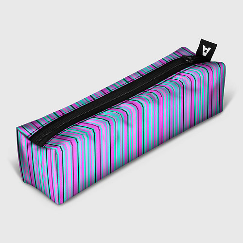 Пенал Розово-голубой неновый полосатый узор / 3D-принт – фото 1