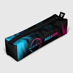 Пенал для ручек Nissan - neon gradient: надпись и символ, цвет: 3D-принт