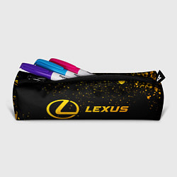 Пенал для ручек Lexus - gold gradient: надпись и символ, цвет: 3D-принт — фото 2