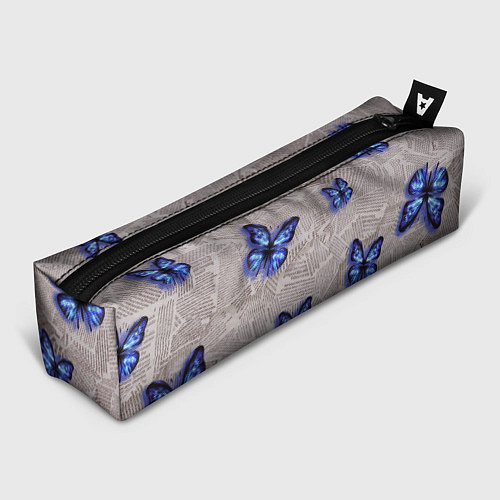 Пенал Газетные обрывки и синие бабочки / 3D-принт – фото 1