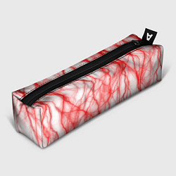 Пенал для ручек Белый фон и красные молнии, цвет: 3D-принт