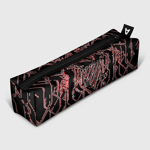 Пенал Чёрные линии с красной обводкой / 3D-принт – фото 1