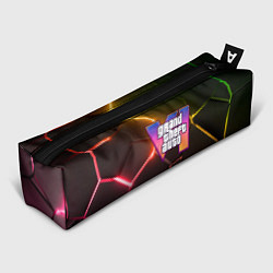 Пенал GTA 6 лого на фоне разлома радужных плит