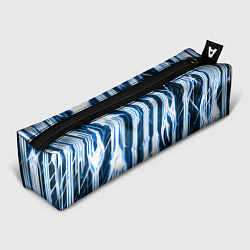 Пенал для ручек Синие неоновые полосы на чёрном фоне, цвет: 3D-принт