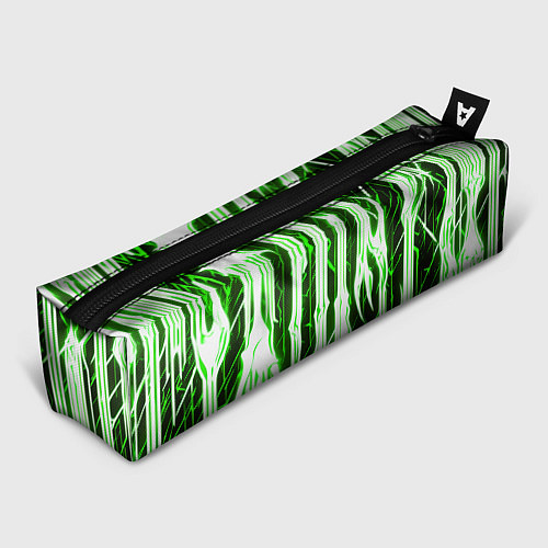 Пенал Зелёные неоновые полосы на чёрном фоне / 3D-принт – фото 1