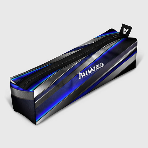Пенал Palworld logo синие и серебристые полосы / 3D-принт – фото 1