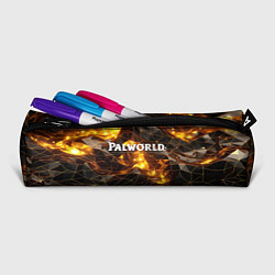 Пенал для ручек Palworld логотип золотые абстрактные частицы на че, цвет: 3D-принт — фото 2