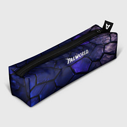 Пенал для ручек Palworld логотип темные синие разломы плит, цвет: 3D-принт