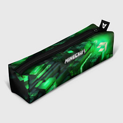 Пенал Minecraft logo зеленые неоновые кубы