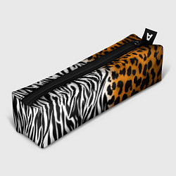 Пенал для ручек Леопардовые пятна с полосками зебры, цвет: 3D-принт
