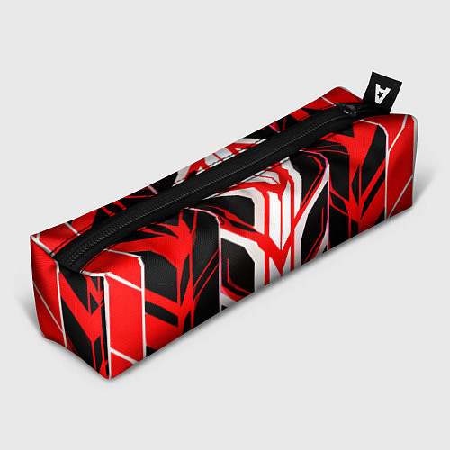 Пенал Красные полосы на чёрно-белом фоне / 3D-принт – фото 1