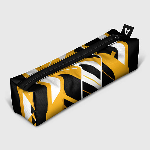 Пенал Black and yellow stripes on a white background / 3D-принт – фото 1