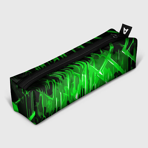 Пенал Зелёная агрессивная абстракция на чёрном фоне / 3D-принт – фото 1