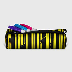 Пенал для ручек Толстые жёлтые полосы на чёрном фоне, цвет: 3D-принт — фото 2