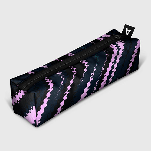 Пенал Тёмно-синий с розовым искажённые полосы / 3D-принт – фото 1