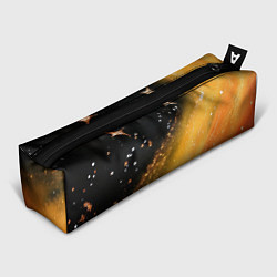 Пенал Черно-оранжевая блестящая текстура