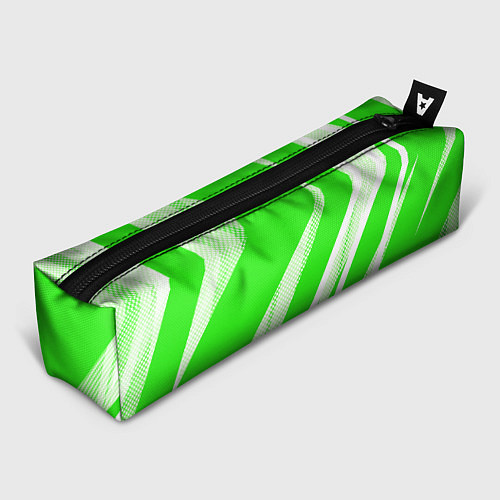 Пенал Яблочный зелёный абстракция с полосами / 3D-принт – фото 1