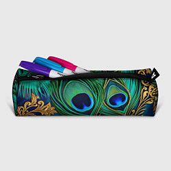 Пенал для ручек Зеленые перья павлина, цвет: 3D-принт — фото 2