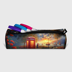 Пенал для ручек Пейзаж с красной телефонной будкой, цвет: 3D-принт — фото 2