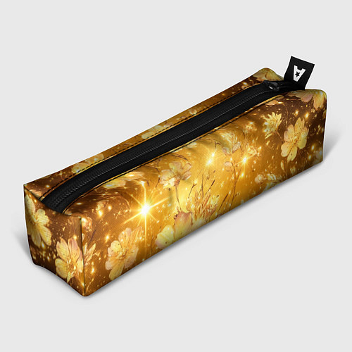 Пенал Цветочный золотой с искрами / 3D-принт – фото 1