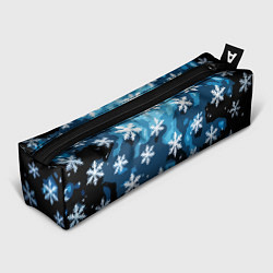 Пенал для ручек Стилизованный паттерн со снежинками тёмно-синий, цвет: 3D-принт