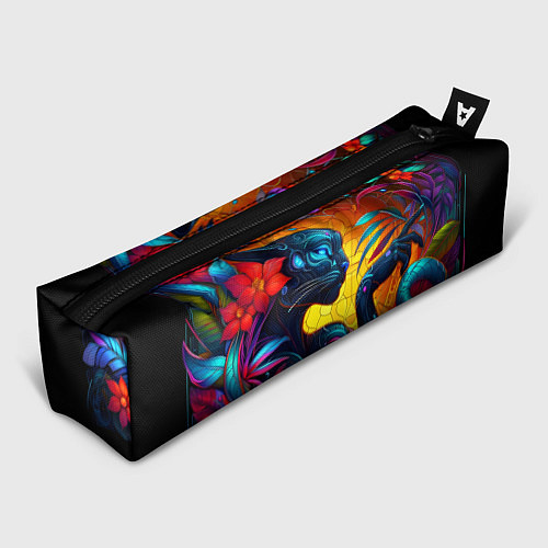 Пенал Грациозная пантера среди тропических цветов / 3D-принт – фото 1