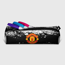 Пенал для ручек Манчестер Юнайтед черно белые краски лого, цвет: 3D-принт — фото 2