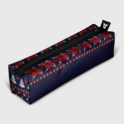 Пенал для ручек Новогодний вязаный узор, цвет: 3D-принт