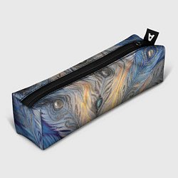 Пенал для ручек Синие перья с самоцветами, цвет: 3D-принт