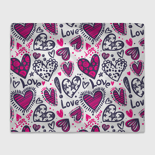 Плед Love - pink hearts / 3D-Велсофт – фото 1