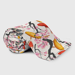 Плед флисовый Карпы кои в сакуре, цвет: 3D-велсофт — фото 2