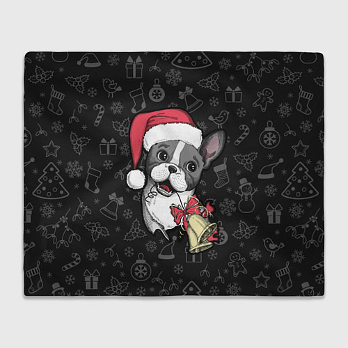 Плед Merry Christmas - french bulldog / 3D-Велсофт – фото 1
