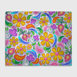 Плед флисовый Абстракция и цветы, цвет: 3D-велсофт