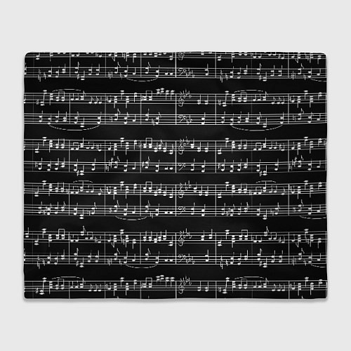 Плед Ноты - белые на черном / 3D-Велсофт – фото 1