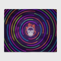 Плед Неон череп с линиями