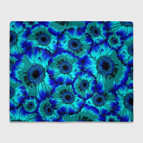 Плед Голубые хризантемы / 3D-Велсофт – фото 1