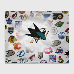 Плед флисовый San Jose Sharks NHL teams pattern, цвет: 3D-велсофт