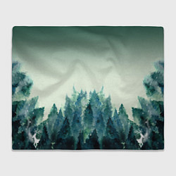 Плед флисовый Акварельный лес градиент, цвет: 3D-велсофт