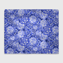 Плед флисовый Голубые и синие розы, цвет: 3D-велсофт